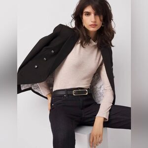 WHMB L-XL Heather Biscotti Mock Neck Long Puff Sleeve Soft Knit Pullover